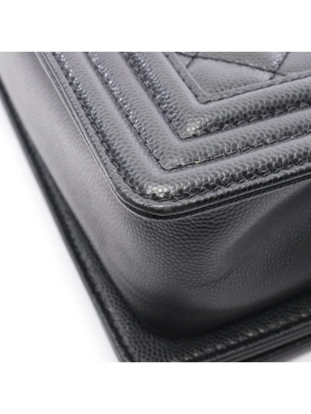 Chanel Shoulder Bag Boy Small Black Caviar Leather Chain